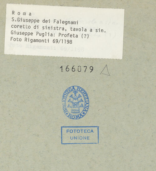 Rückseite von Rigamonti [https://www.deutsche-digitale-bibliothek.de/content/lizenzen/rv-fz/] Ruhe auf der Flucht nach Ägypten, flankiert von Propheten - Linke Tafel: Prophet mit Putto; tavola a sinistra: Profeta (?), bh166079_recto. Foto.