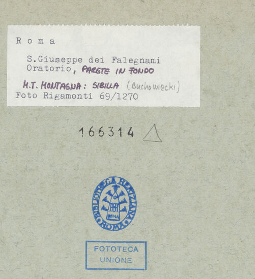 Rückseite von Rigamonti [https://www.deutsche-digitale-bibliothek.de/content/lizenzen/rv-fz/] Zyklus mit Szenen des alten und des neuen Testaments - Sibylle (Sibilla, parete in fondo), bh166314_recto. Foto.