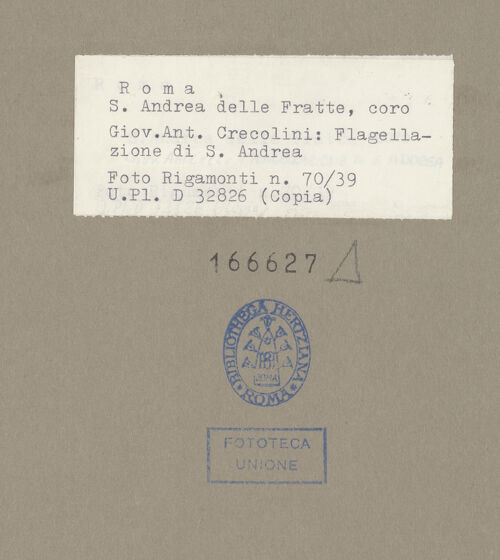 Rückseite von Bibliotheca Hertziana [https://www.deutsche-digitale-bibliothek.de/content/lizenzen/rv-fz/] Geißelung des heiligen Andreas - Gesamtansicht, bh166627_recto. Foto: Rigamonti.