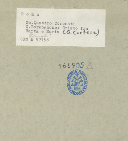 Rückseite von ICCD [https://www.deutsche-digitale-bibliothek.de/content/lizenzen/rv-ez/] Christus um Haus von Maria und Martha - Gesamtansicht, bh166905_recto. Foto.