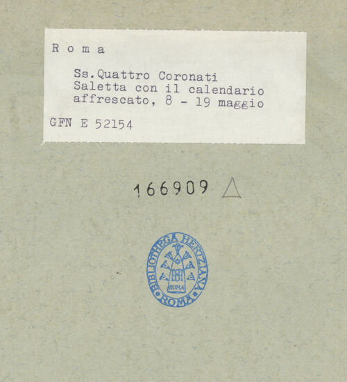 Rückseite von ICCD [https://www.deutsche-digitale-bibliothek.de/content/lizenzen/rv-ez/] Liturgischer Kalender - 8. bis 19. Mai, bh166909_recto. Foto.