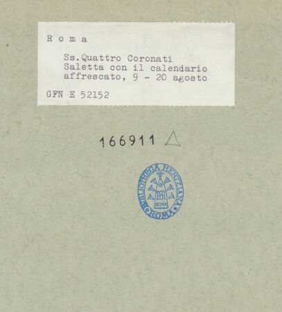 Rückseite von ICCD [https://www.deutsche-digitale-bibliothek.de/content/lizenzen/rv-ez/] Liturgischer Kalender - 9. bis 20. August, bh166911_recto. Foto.