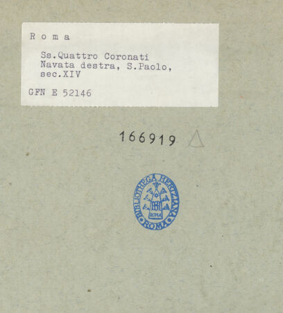 Rückseite von ICCD [https://www.deutsche-digitale-bibliothek.de/content/lizenzen/rv-ez/] Dreiteiliges Fresko: Christus als Schmerzensmann mit Engeln und mit den ApostelfürstenPaulus (links vom Schmerzensmann) - Gesamtansicht, bh166919_recto. Foto.