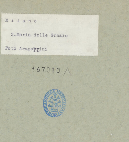 Rückseite von Aragozzini [https://www.deutsche-digitale-bibliothek.de/content/lizenzen/rv-ez/] Santa Maria delle Grazie - Vierung, Chor und Apsis von Westen, bh167010_recto. Foto: Aragozzini.