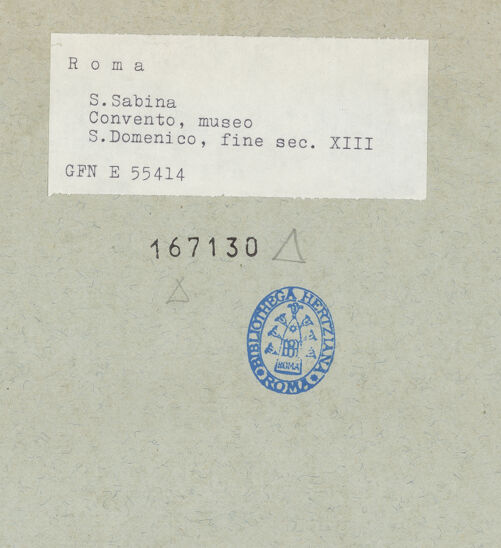 Rückseite von ICCD [https://rightsstatements.org/page/CNE/1.0/] Halbfigur des heiligen Dominikus (?) - Profilansicht, bh167130_recto. Foto.