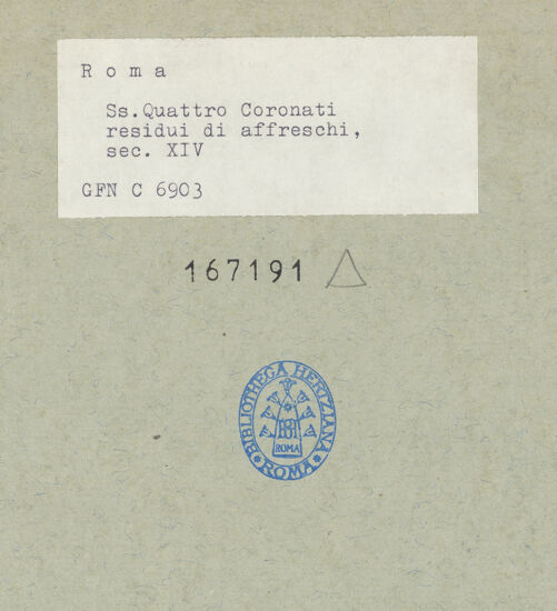 Rückseite von ICCD [https://www.deutsche-digitale-bibliothek.de/content/lizenzen/rv-ez/] Dreiteiliges Fresko: Christus als Schmerzensmann mit Engeln und mit den Apostelfürsten - Mittleres Fresko mit Schmerzensmann und rechtes Fresko mit Petrus, bh167191_recto. Foto.