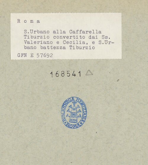 Rückseite von ICCD [https://rightsstatements.org/page/CNE/1.0/] Szenen aus dem Leben und der Passion Christi, verschiedene Märtyrer und Szenen aus der Vita der Heiligen Urban und CaeciliaVita der Heiligen Urban und Caecilia - Bekehrung und Taufe des Tiburtius, bh168541_recto. Foto.