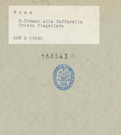 Rückseite von ICCD [https://rightsstatements.org/page/CNE/1.0/] Szenen aus dem Leben und der Passion Christi, verschiedene Märtyrer und Szenen aus der Vita der Heiligen Urban und CaeciliaVita und Passion Christi - Die Geißelung Christi, Ausschnitt: Christus, bh168543_recto. Foto.