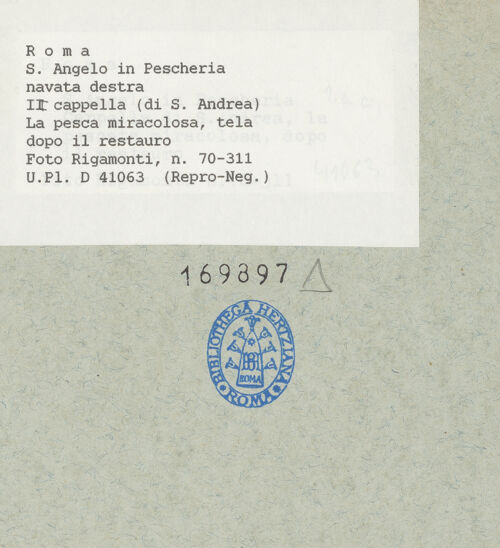 Rückseite von Bibliotheca Hertziana [https://www.deutsche-digitale-bibliothek.de/content/lizenzen/rv-fz/] Der wundersame Fischzug (?)/ Petrus wandelt auf dem Wasser - Gesamtaufnahme, bh169897_recto. Foto: Rigamonti.