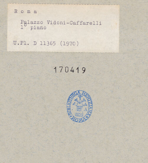 Rückseite von Bibliotheca Hertziana [https://www.deutsche-digitale-bibliothek.de/content/lizenzen/rv-fz/] Palazzo Vidoni - 1. Stockwerk, Ausschnitt, bh170419_recto. Foto.