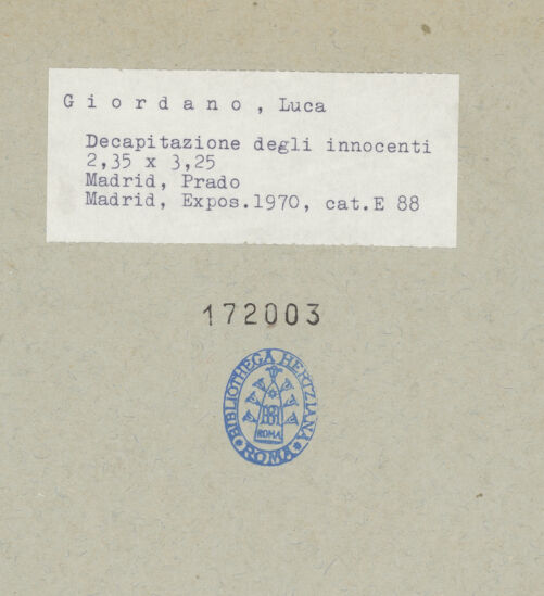 Rückseite von Getty Research Institute [https://www.deutsche-digitale-bibliothek.de/content/lizenzen/rv-fz/] Santa Maria della RosaSüdfassade - Detail: rechtes Nebenportal, bh172003_recto. Foto: Hutzel, Max.