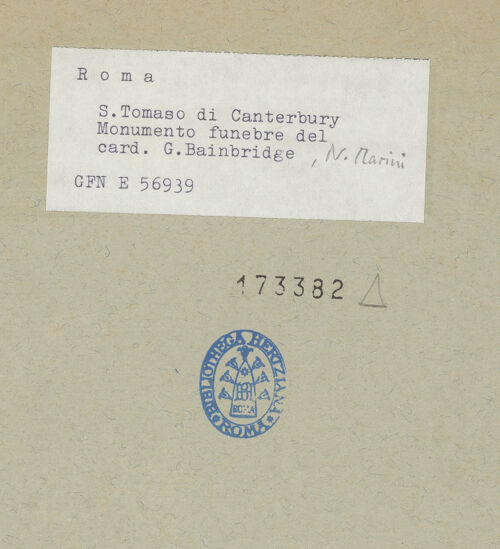 Rückseite von ICCD [https://www.deutsche-digitale-bibliothek.de/content/lizenzen/rv-ez/] Grabmal des Kardinals Christopher Bainbridge - Gesamtansicht, bh173382_recto. Foto.