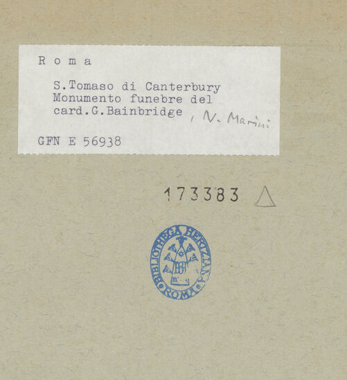 Rückseite von ICCD [https://www.deutsche-digitale-bibliothek.de/content/lizenzen/rv-ez/] Grabmal des Kardinals Christopher Bainbridge - Gesamtansicht, bh173383_recto. Foto.