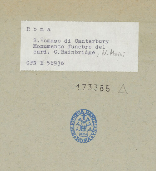 Rückseite von ICCD [https://www.deutsche-digitale-bibliothek.de/content/lizenzen/rv-ez/] Grabmal des Kardinals Christopher Bainbridge - Detail: Oberkörper, bh173385_recto. Foto.