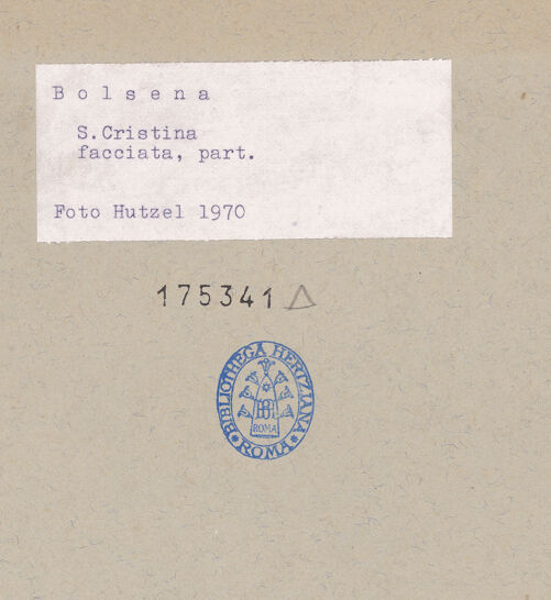 Rückseite von Getty Research Institute [https://www.deutsche-digitale-bibliothek.de/content/lizenzen/rv-ez/] Santa CristinaCollegiata Santa CristinaWestfassade - Erdgeschoss, Detail: linke Achse, bh175341_recto. Foto: Hutzel, Max.