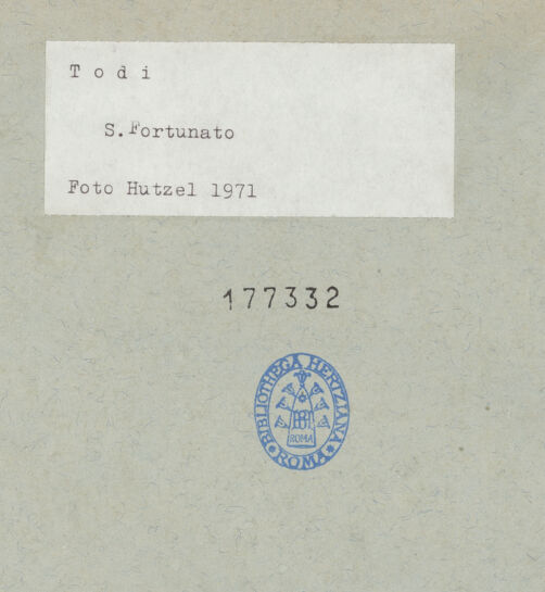 Rückseite von Getty Research Institute? [https://www.deutsche-digitale-bibliothek.de/content/lizenzen/rv-fz/] San Fortunato - Campanile und Ostflanke, bh177332_recto. Foto.