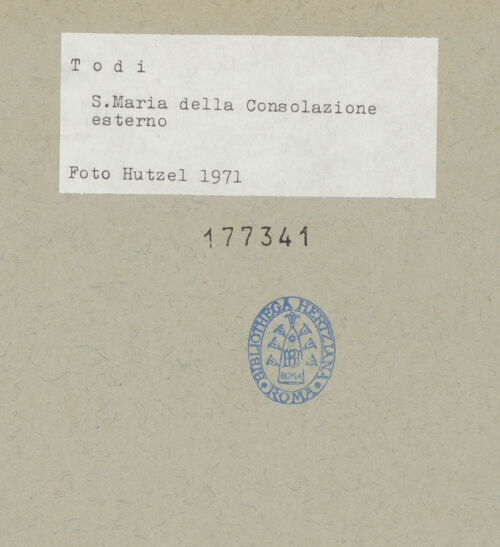 Rückseite von Getty Research Institute [https://www.deutsche-digitale-bibliothek.de/content/lizenzen/rv-ez/] Santa Maria della ConsolazioneSüdapsis - Obere Ordnung, Detail: Kapitell und Kranzgesims, bh177341_recto. Foto: Hutzel, Max.