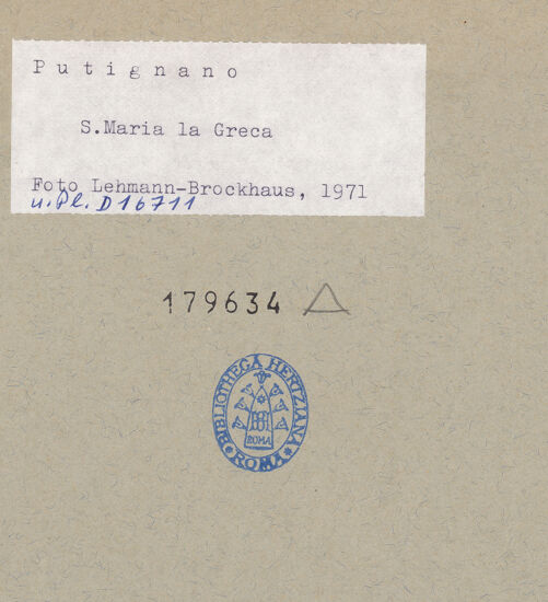 Rückseite von Bibliotheca Hertziana [https://www.deutsche-digitale-bibliothek.de/content/lizenzen/rv-fz/] Santa Maria la Greca - Fassade, Schrägansicht, bh179634_recto. Foto: Lehmann-Brockhaus, Otto.