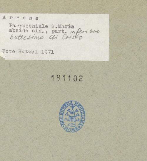 Rückseite von Getty Research Institute [https://www.deutsche-digitale-bibliothek.de/content/lizenzen/rv-ez/] Ausmalung der linken ApsisDie Taufe Christi im Jordan - Gesamtansicht, bh181102_recto. Foto: Hutzel, Max.