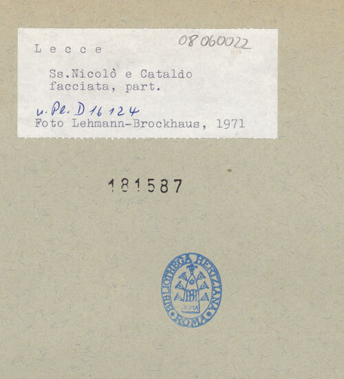 Rückseite von Bibliotheca Hertziana [https://www.deutsche-digitale-bibliothek.de/content/lizenzen/rv-fz/] Heilige des Olivetanerordens - Zwei Heilige aus dem Olivetanerorden (Erdgeschoss, Wandabschnitt links des Portals), bh181587_recto. Foto: Lehmann-Brockhaus, Otto.