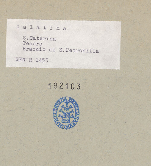 Rückseite von ICCD [https://www.deutsche-digitale-bibliothek.de/content/lizenzen/rv-ez/] Reliquiar des Armes der heiligen Petronilla - Gesamtansicht, bh182103_recto. Foto.