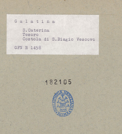 Rückseite von ICCD [https://www.deutsche-digitale-bibliothek.de/content/lizenzen/rv-ez/] Reliquiar der Rippe des heiligen Blasius - Gesamtansicht, bh182105_recto. Foto.