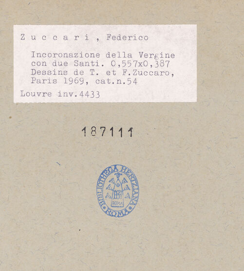 Rückseite von Musée National du Louvre [https://www.deutsche-digitale-bibliothek.de/content/lizenzen/rv-ez/] Erscheinung der Krönung Mariens vor einem Papst und der heiligen Agnes - Gesamtansicht, bh187111_recto. Foto.