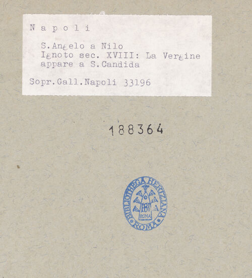 Rückseite von Sopr. BAS NA [https://www.deutsche-digitale-bibliothek.de/content/lizenzen/rv-ez/] Vision der heiligen Candida - Gesamtansicht, bh188364_recto. Foto.