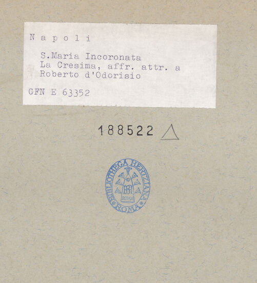 Rückseite von ICCD [https://www.deutsche-digitale-bibliothek.de/content/lizenzen/rv-ez/] Die sieben Sakramente und der Triumph der KircheSakrament der Firmung - Detail: Architektur (während der Restaurierung), bh188522_recto. Foto.