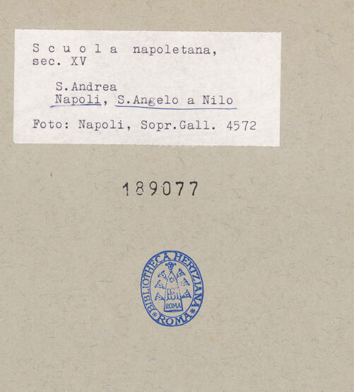 Rückseite von Sopr. BAS NA [https://www.deutsche-digitale-bibliothek.de/content/lizenzen/rv-ez/] Zwei Tafeln aus einem Polyptychon (?)Der heilige Andreas - Gesamtansicht (vor der Restaurierung), bh189077_recto. Foto.