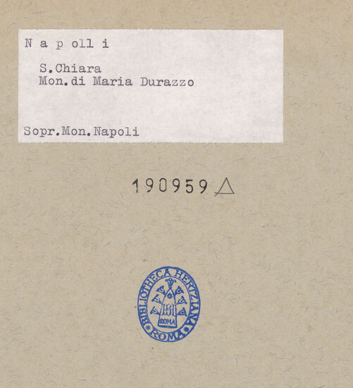 Rückseite von Sopr. BAS NA [https://www.deutsche-digitale-bibliothek.de/content/lizenzen/rv-ez/] Grabmal der Maria von DurazzoTugenden - Spes (vor 1943), bh190959_recto. Foto.