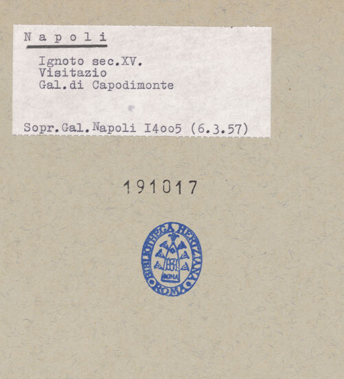 Rückseite von Sopr. BAS NA [https://www.deutsche-digitale-bibliothek.de/content/lizenzen/rv-ez/] Triptychon mit der Geburt ChristiDie Heimsuchung, verso: Heiliger Hadrian von Nikomedia - Gesamtansicht, Recto- und Versoseite, bh191017_recto. Foto.