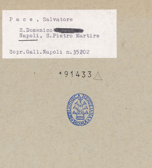 Rückseite von Sopr. BAS NA [https://www.deutsche-digitale-bibliothek.de/content/lizenzen/rv-ez/] Der heilige Dominikus - Gesamtansicht, bh191433_recto. Foto.