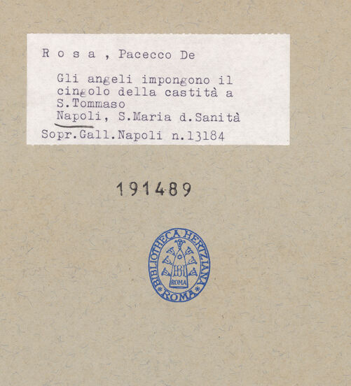 Rückseite von Sopr. BAS NA [https://www.deutsche-digitale-bibliothek.de/content/lizenzen/rv-ez/] Zwei Engel bringen dem hl. Thomas von Aquin einen Keuschheitsgürtel - Gesamtansicht, bh191489_recto. Foto.