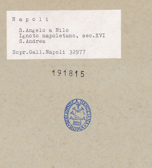 Rückseite von Sopr. BAS NA [https://www.deutsche-digitale-bibliothek.de/content/lizenzen/rv-ez/] Zwei Tafeln aus einem Polyptychon (?)Der heilige Andreas - Gesamtansicht (vor der Restaurierung), bh191815_recto. Foto.