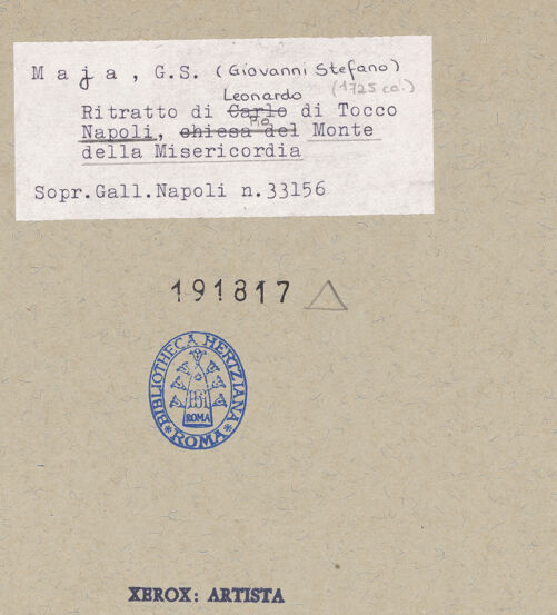 Rückseite von Sopr. BAS NA [https://www.deutsche-digitale-bibliothek.de/content/lizenzen/rv-ez/] Porträt des Leonardo di Tocco - Gesamtansicht, bh191817_recto. Foto.