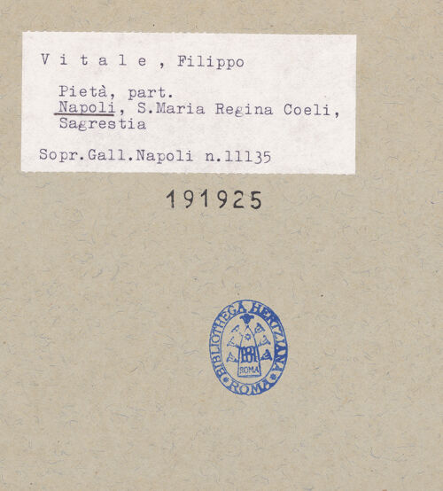 Rückseite von Sopr. BAS NA [https://www.deutsche-digitale-bibliothek.de/content/lizenzen/rv-ez/] Die Trauer der Angehörigen und Freunde um Christus - Detail: Signatur (und Fuß des Josef von Arimathäa), bh191925_recto. Foto.