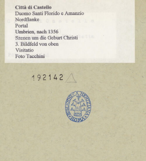 Rückseite von Tacchini [https://www.deutsche-digitale-bibliothek.de/content/lizenzen/rv-ez/] Szenen um die Geburt ChristiVisitatio - , bh192142_recto. Foto.