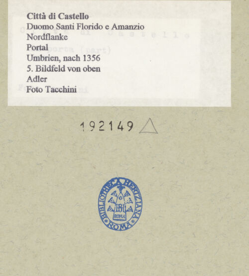 Rückseite von Tacchini [https://www.deutsche-digitale-bibliothek.de/content/lizenzen/rv-ez/] Adler - , bh192149_recto. Foto.