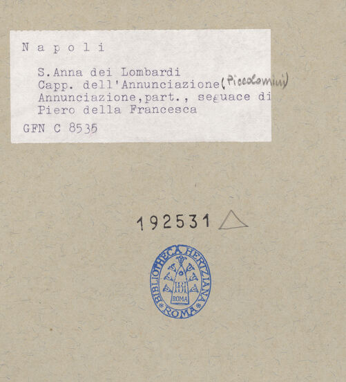 Rückseite von ICCD [https://www.deutsche-digitale-bibliothek.de/content/lizenzen/rv-ez/] Verkündigung - Detail: Engel, bh192531_recto. Foto.