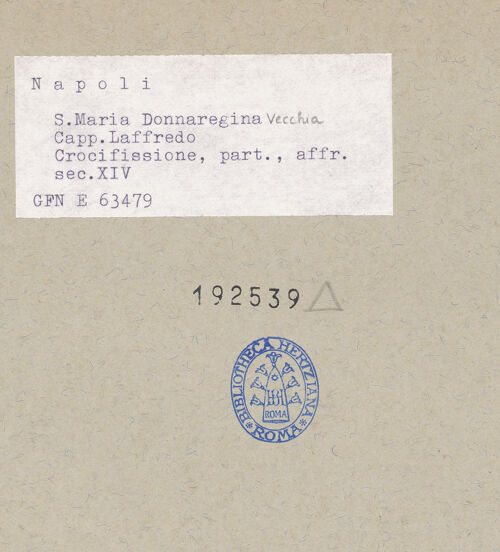 Rückseite von ICCD [https://www.deutsche-digitale-bibliothek.de/content/lizenzen/rv-ez/] Kreuzigung - Detail: Christus und Engel, bh192539_recto. Foto.