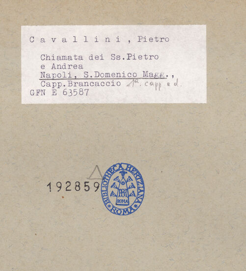 Rückseite von ICCD [https://www.deutsche-digitale-bibliothek.de/content/lizenzen/rv-ez/] Szenen aus dem Leben des Apostel AndreasDie Berufung des Petrus und des Andreas - Gesamtansicht, bh192859_recto. Foto.