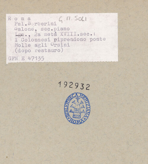 Rückseite von GFN [https://www.deutsche-digitale-bibliothek.de/content/lizenzen/rv-ez/] Fabrizio Colonna beim Garigliano - , bh192932_recto. Foto.