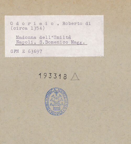 Rückseite von ICCD [https://www.deutsche-digitale-bibliothek.de/content/lizenzen/rv-ez/] Madonna dell'Umiltà - Gesamtansicht, bh193318_recto. Foto.
