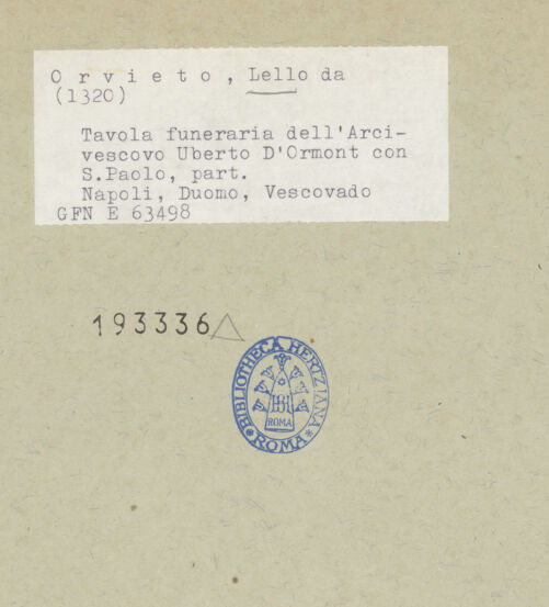 Rückseite von ICCD [https://www.deutsche-digitale-bibliothek.de/content/lizenzen/rv-ez/] Grabporträt des Erzbischofs Uberto d'Ormont - Heiliger Paulus, bh193336_recto. Foto.