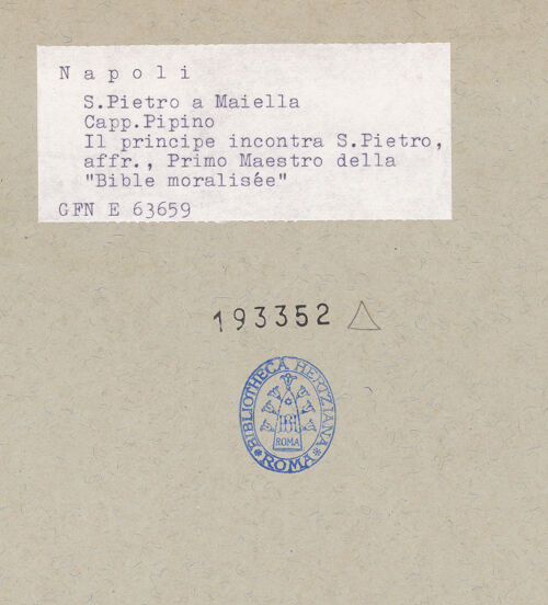 Rückseite von ICCD [https://www.deutsche-digitale-bibliothek.de/content/lizenzen/rv-ez/] Szenen aus dem Leben der heiligen Maria MagdalenaDie Begegnung des provenzalischen Fürsts mit dem heiligen Petrus - Detail: der provenzalische Fürst, bh193352_recto. Foto.