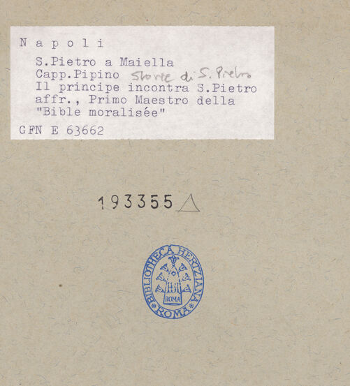 Rückseite von ICCD [https://www.deutsche-digitale-bibliothek.de/content/lizenzen/rv-ez/] Szenen aus dem Leben der heiligen Maria MagdalenaDie Begegnung des provenzalischen Fürsts mit dem heiligen Petrus - Detail: die Familie des provenzalischen Fürst, bh193355_recto. Foto.