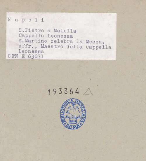 Rückseite von ICCD [https://www.deutsche-digitale-bibliothek.de/content/lizenzen/rv-ez/] Szenen aus dem Leben des heiligen MartinMesse des heiligen Martin - Detail, bh193364_recto. Foto.