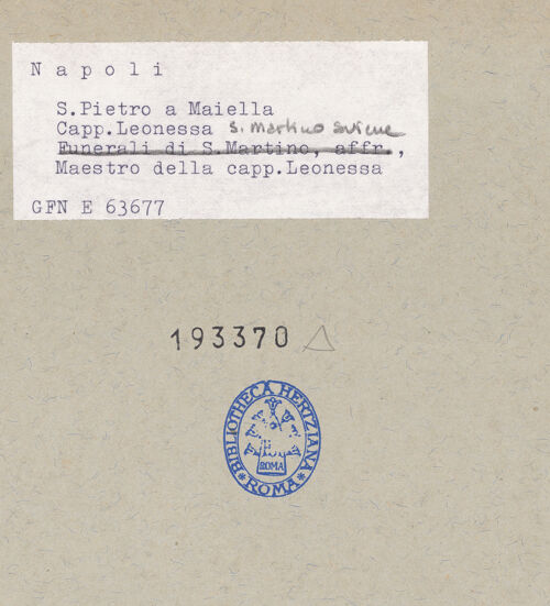 Rückseite von ICCD [https://www.deutsche-digitale-bibliothek.de/content/lizenzen/rv-ez/] Szenen aus dem Leben des heiligen MartinExequien des heiligen Martin - Detail: Geistliche, bh193370_recto. Foto.