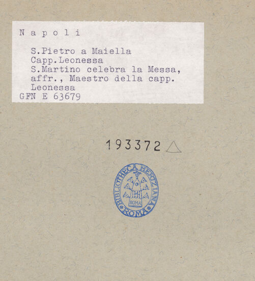 Rückseite von ICCD [https://www.deutsche-digitale-bibliothek.de/content/lizenzen/rv-ez/] Szenen aus dem Leben des heiligen MartinMesse des heiligen Martin - Gesamtansicht, bh193372_recto. Foto.